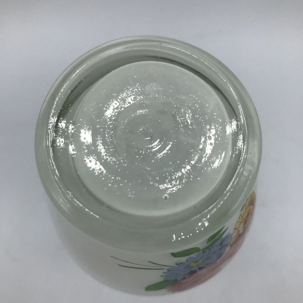 Glass Bud Vase with Ruffled Edge and‎ Floral Transfer Floral Deco